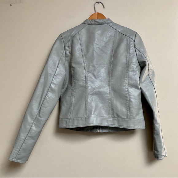 J2 faux leather light gray moto jacket - Picture 6 of 11